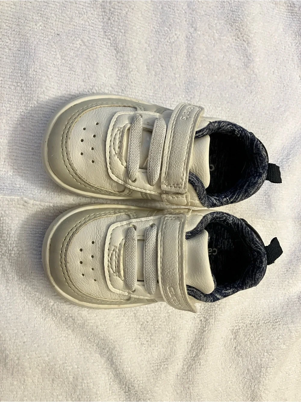 Carter's White Baby Sneakers with Navy Interior